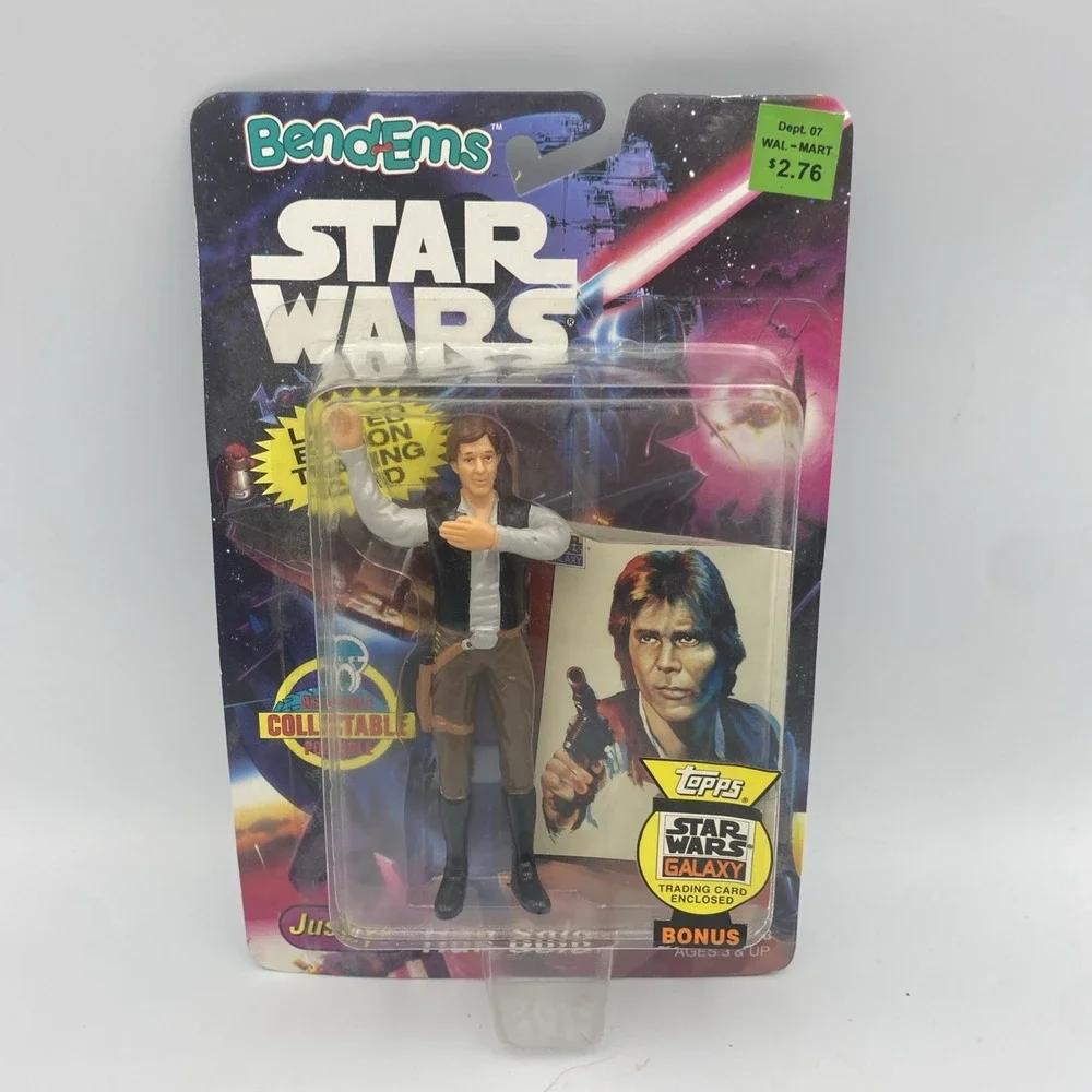 NIP Vintage Star Wars Bend Ems Han Solo 1994 with Topps‎ Galaxy Trading Card